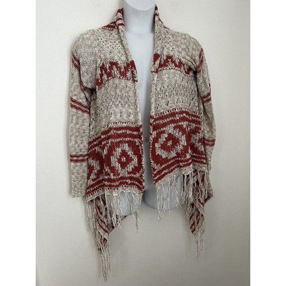 Torrid Sz 00 Womens Open Waterfall Front Cardigan Knit Orange Rust Ran Boho M/L - Picture 1 of 6
